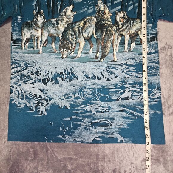 Vintage Signal Sports Tag HABITATXCIV Wolf Pack AOP Shirt Large Made In The USA - Picture 11 of 11